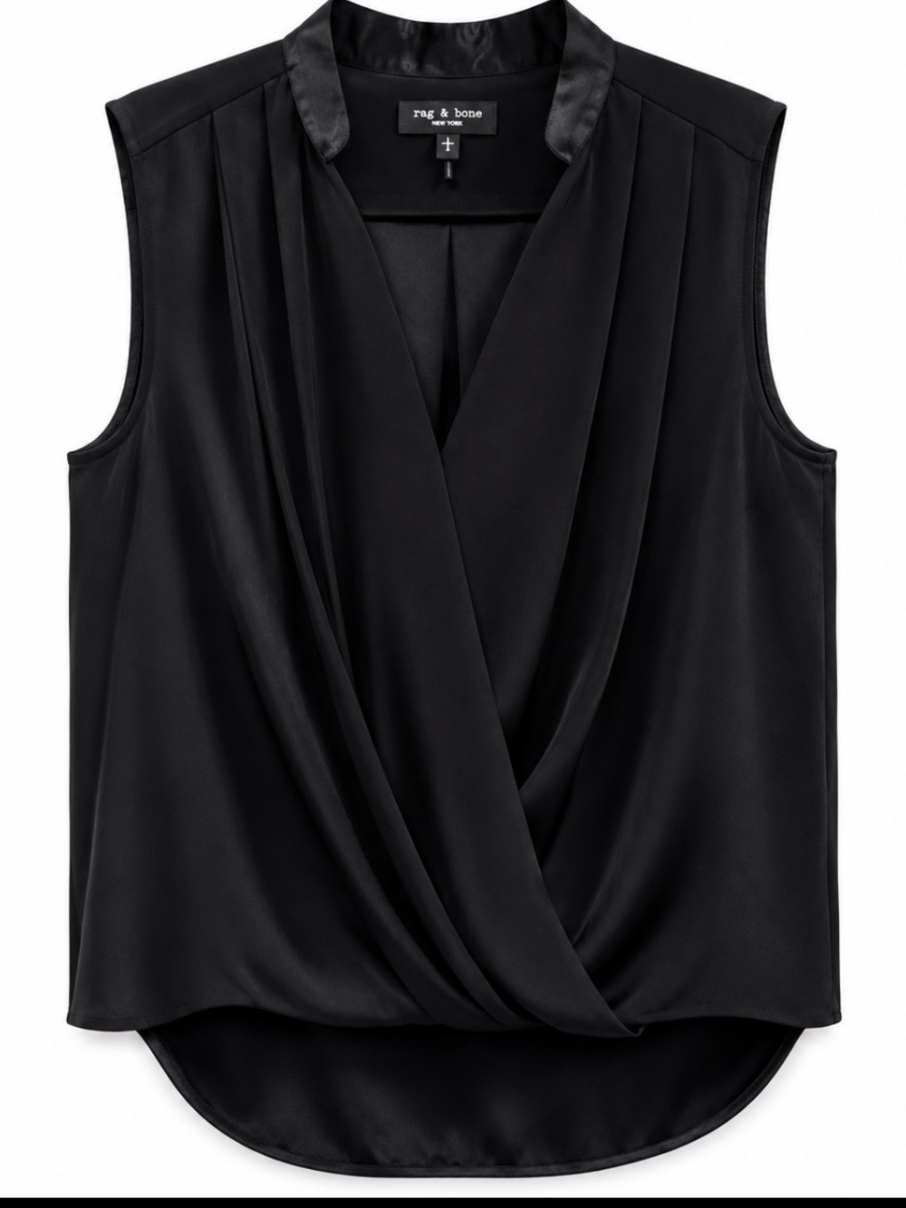 Rag & Bone Meredith sleeveless draped satin blouse with a wrap-front Large
